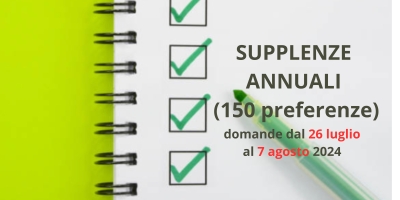 DOMANDE DI SUPPLENZA DAL 26 LUGLIO h 9,00 AL 7 AGOSTO h 14,00